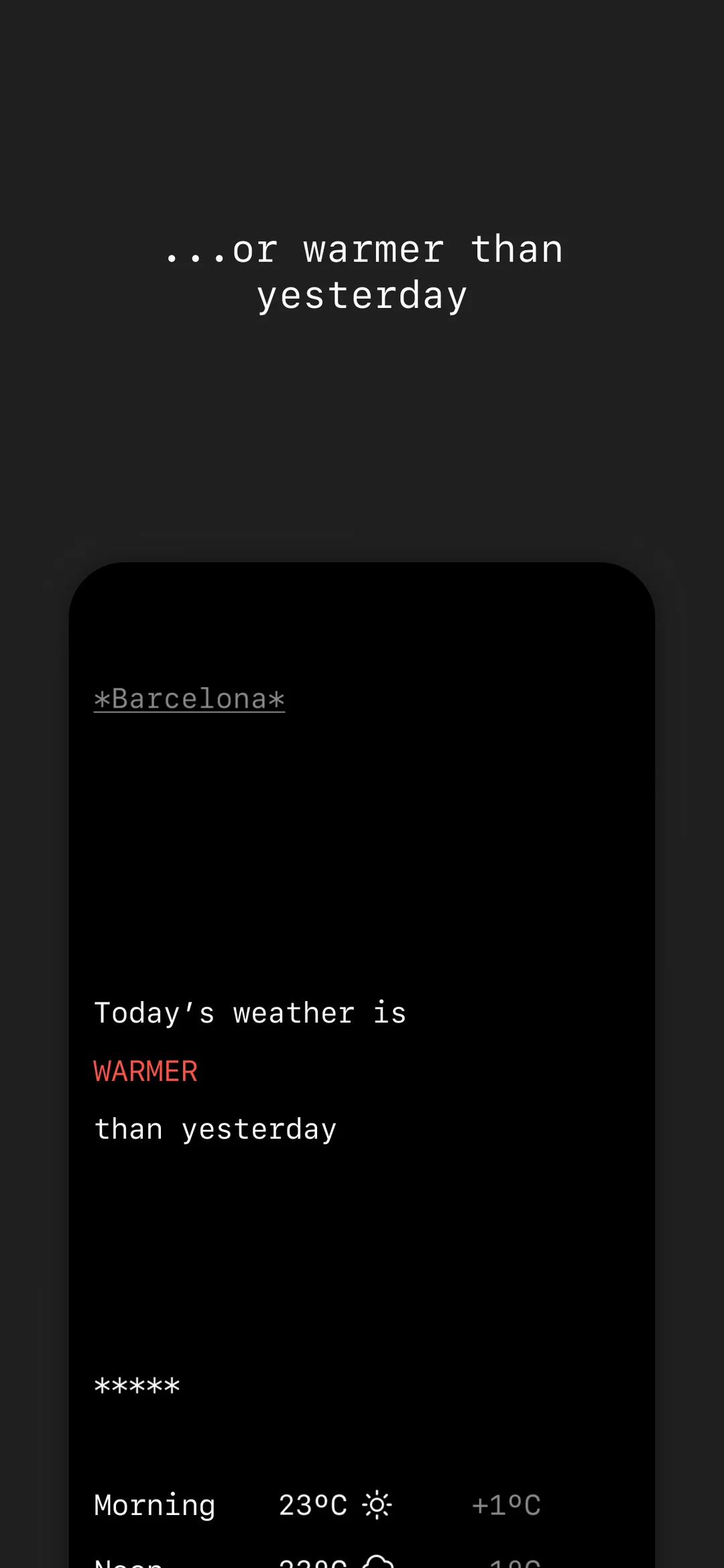 Colder or Warmer: Lazy Weather App Store screenshot 3 of 3 — Lifestyle app by The Left Bit S.L.