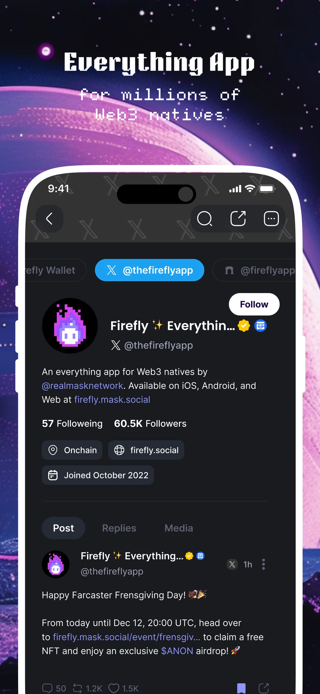 Firefly: Web3 Everything App App Store screenshot 2 of 3 — Social Networking app by SUJITEKU LIMITED LIABILITY CO.