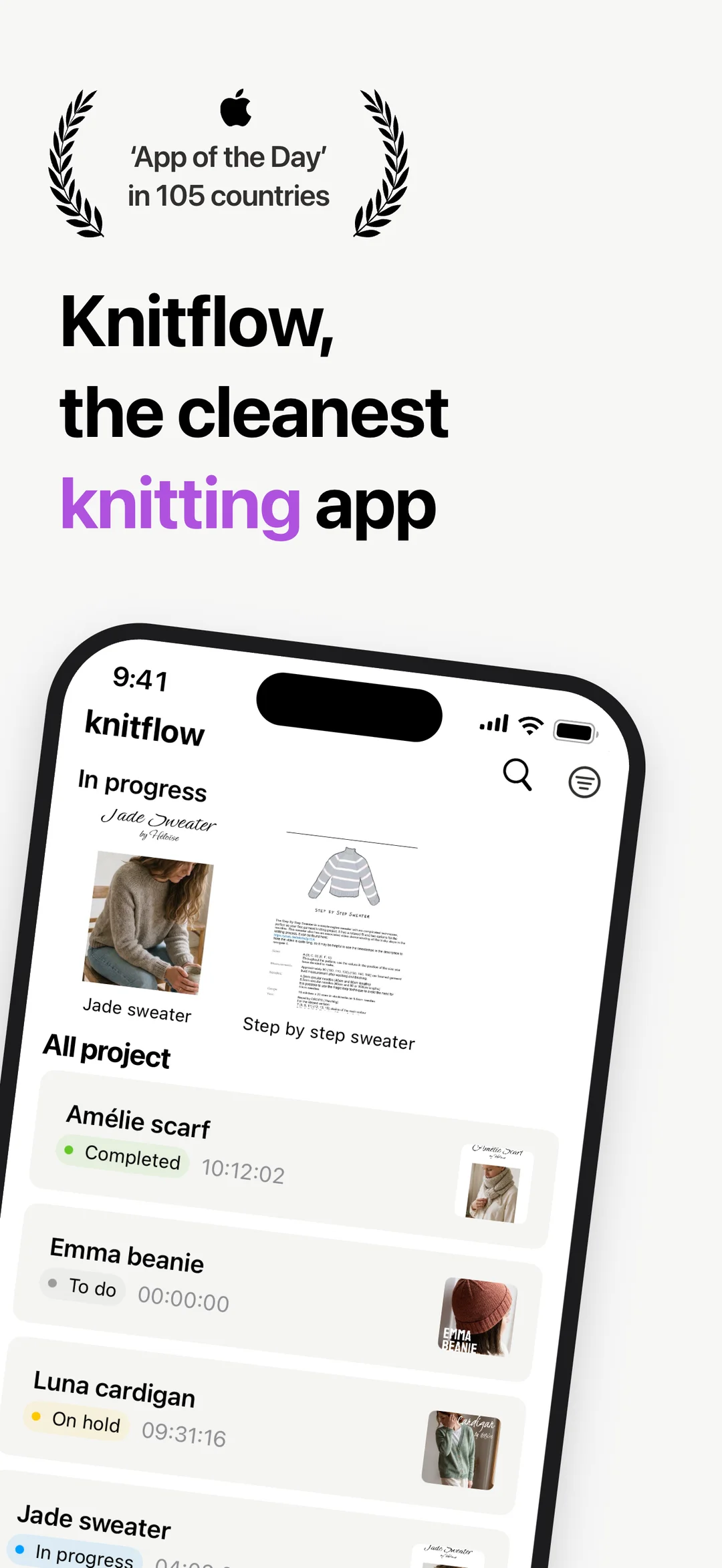 Knitflow — Knitting & Crochet App Store screenshot 1 of 3 — Lifestyle app by Knitflow