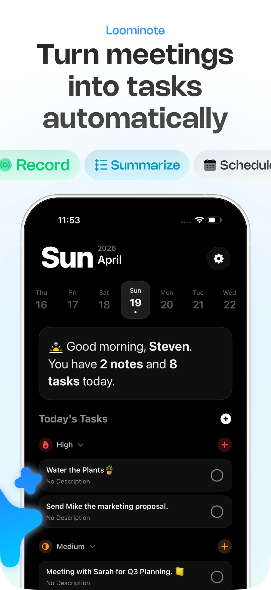 Loominote: Smart AI Note Taker App Store screenshot 1 of 3 — Productivity app by BinaryVlue